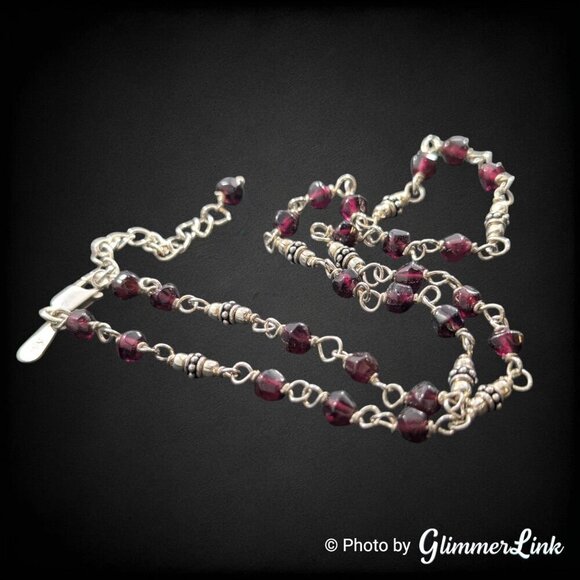 Silpada Garnet Sterling Silver Faceted Beaded Necklace - Picture 6 of 11